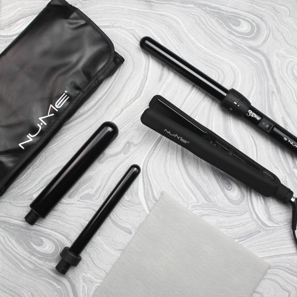 NuMe Curling Wand Set + Straightener and Heat Protected Glove